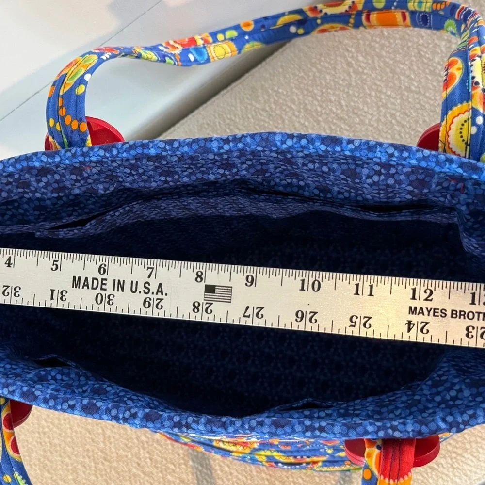 Handmade Coiled Rope Basket Tote Bag - Blue and Yellow Floral